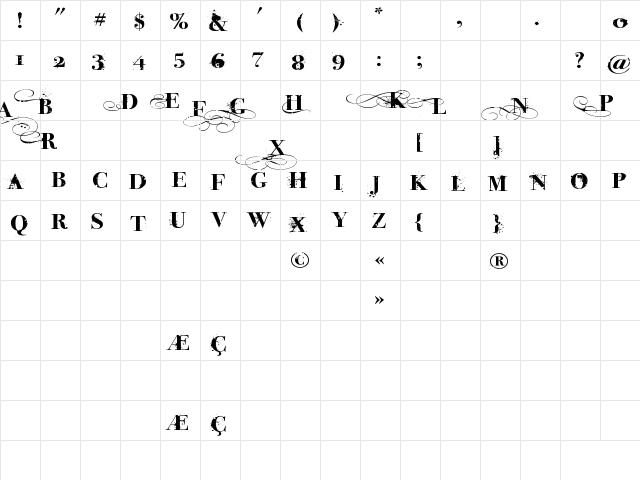 iNked God Regular  glyph index