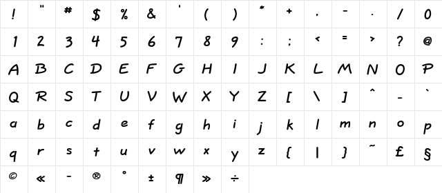 EskizOne-Bold Regular  glyph index