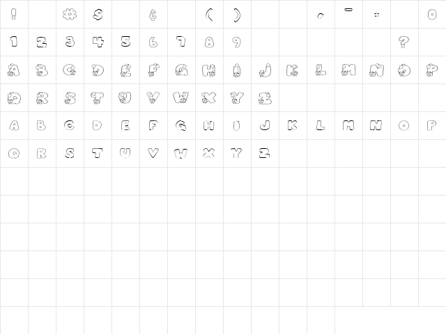LD Nativity Regular  glyph index
