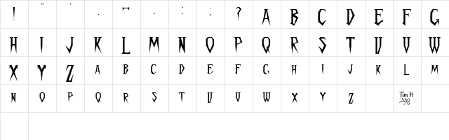 Spykker Regular  glyph index