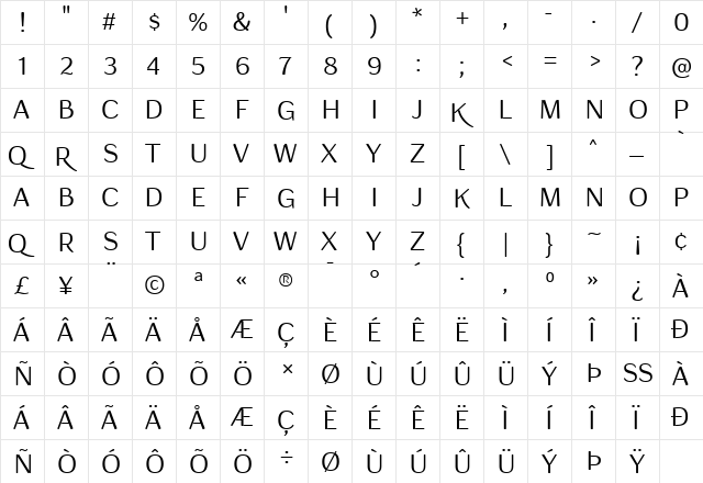 Conceal Regular  glyph index