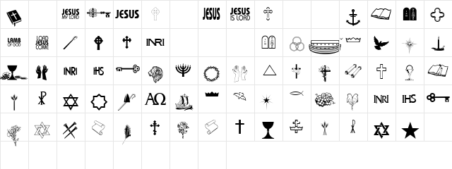 Faith Ornaments Regular  glyph index