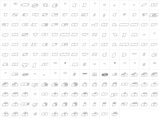 Illumino Outline Italic Outline Italic  glyph index