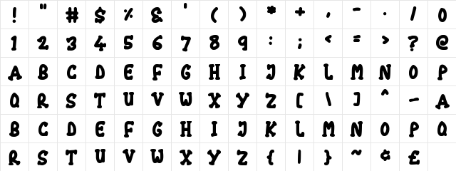Chubby Regular  glyph index