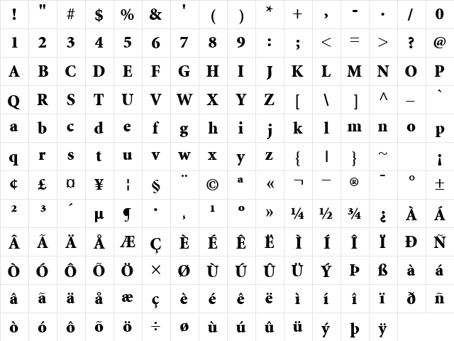 AtlantixBlackSSK Bold  glyph index