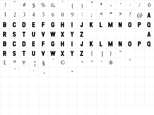 GEORGEA Regular  glyph index