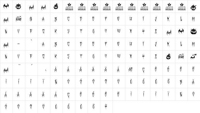 MONSTER PARTY PERSONAL USE Regular  glyph index