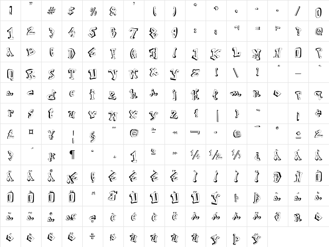 Street 2 Art Regular  glyph index