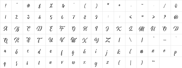 Redberries DEMO Regular  glyph index