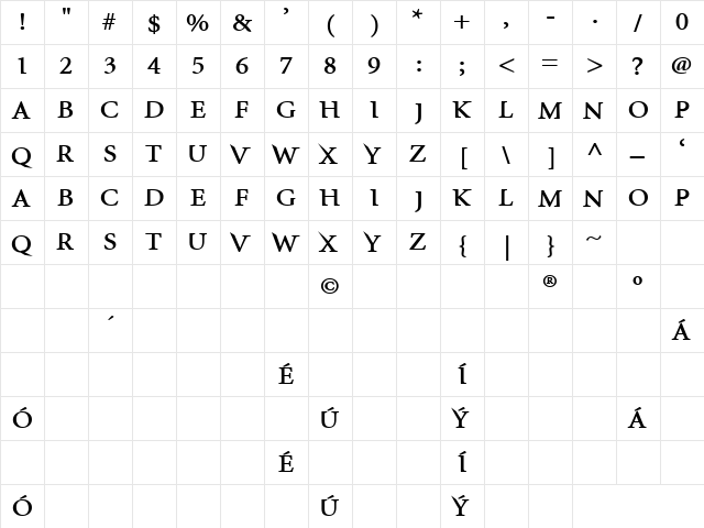 InfraRed ExtraBold  glyph index