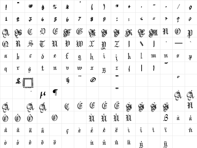 Argor Flahm Scaqh Regular  glyph index