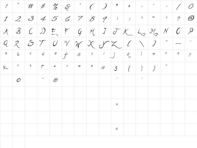 Mehak Sharma Regular  glyph index