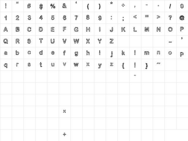 Gerigi Regular  glyph index
