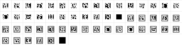 FraxBrix Regular  glyph index