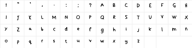 Lefthanded Regular  glyph index