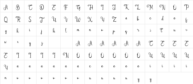Quinneshademo Regular  glyph index