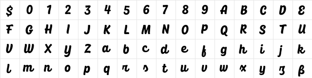 CoolKids-DEMO Bold  glyph index