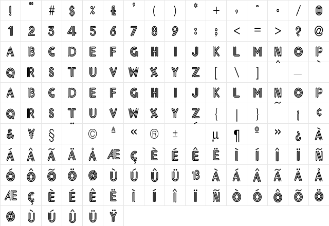 Eklektic-Normal Th Regular  glyph index