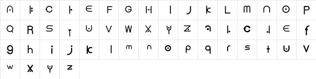 new Font Regular  glyph index