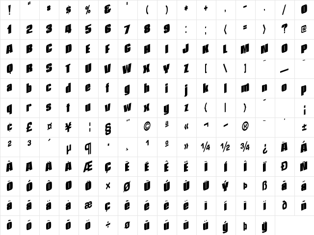 After Regular  glyph index