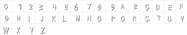 KR Bamboo Regular  glyph index