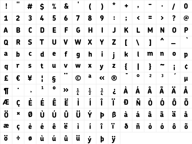 Chevin ExtraBold  glyph index