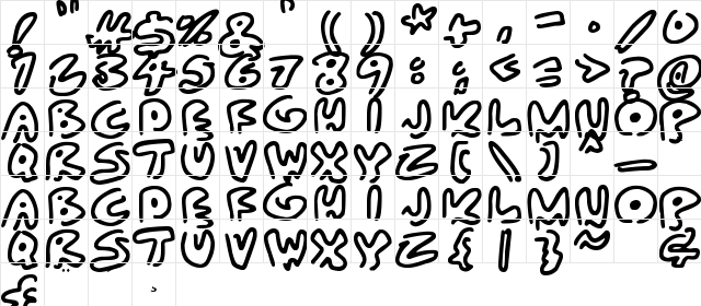 Almost Outlines Regular  glyph index