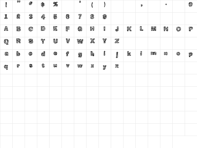FD Textured Regular  glyph index