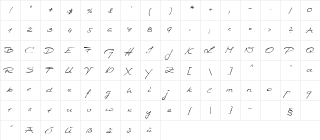 WIPFirstLady Regular  glyph index