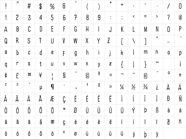 Larispol Handwritten Regular  glyph index