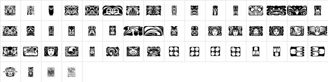 Jugendstil Ornamente Regular  glyph index