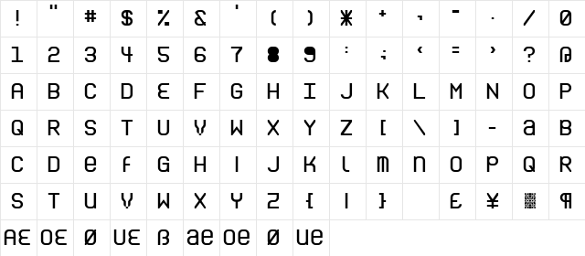 CloseCall PM  glyph index