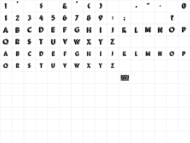 KiraShadow Regular  glyph index