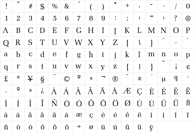 Marseille-Regular Regular  glyph index