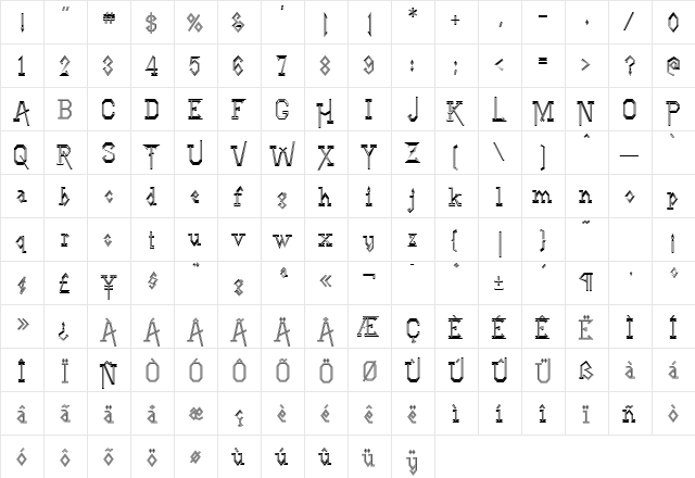 LineDriveOutlined Regular  glyph index
