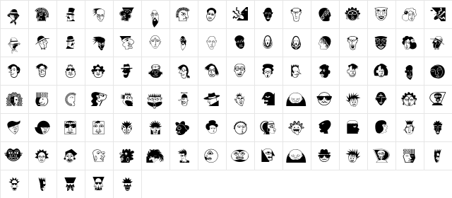 MiniPics LilFaces  glyph index