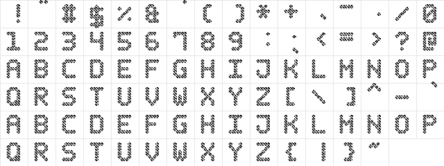 Bubble Pixel-7 Hatch Regular  glyph index