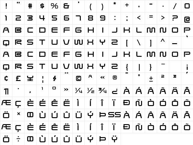 Saved By Zero Regular  glyph index