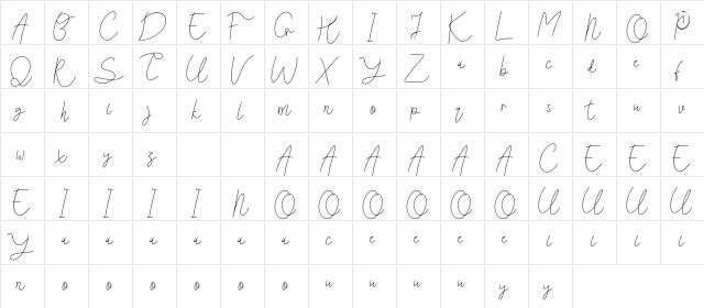 Roxanne Elea Demo Regular  glyph index