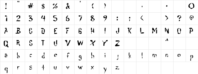 Finger Tail Regular  glyph index