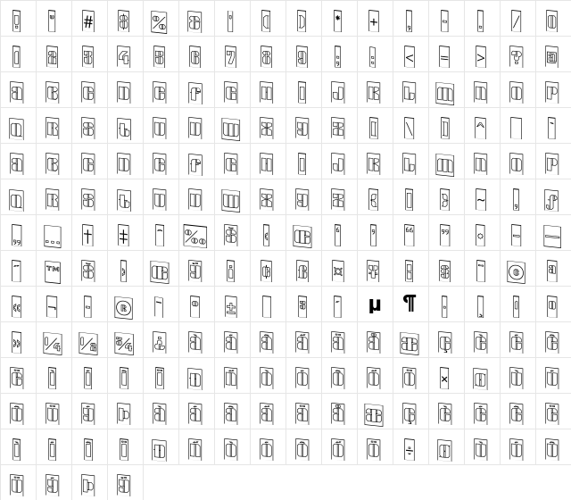 a_GladeCmOtlDn Regular  glyph index