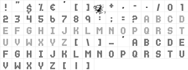 Renegade Master Normal  glyph index