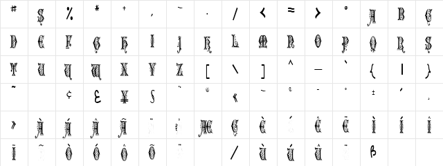 FlowerCapsText1222 Regular  glyph index