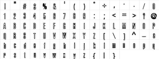 Brillo Bold  glyph index
