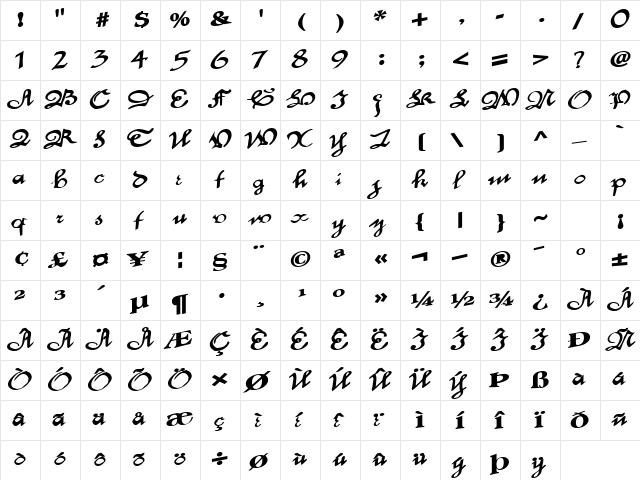 CapSizeBold Bold  glyph index