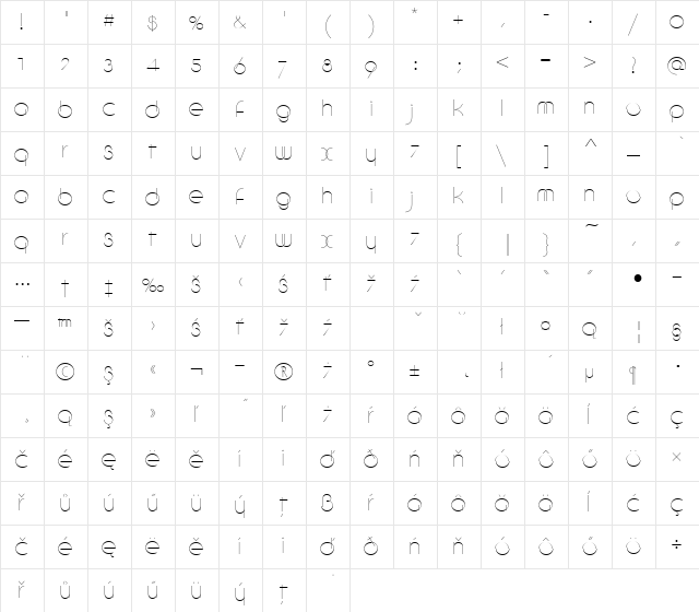 CirkuDEE Regular  glyph index