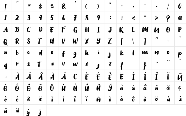 Heilig Clean Regular  glyph index