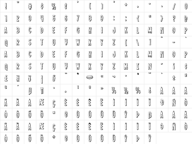 Carnival Corpse Shadow Regular  glyph index