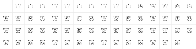 KR Butterfly Two Regular  glyph index