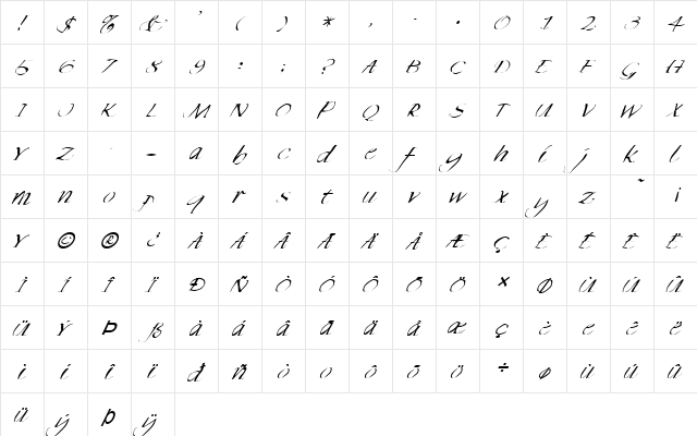 FZ WARPED 35 ITALIC Normal  glyph index